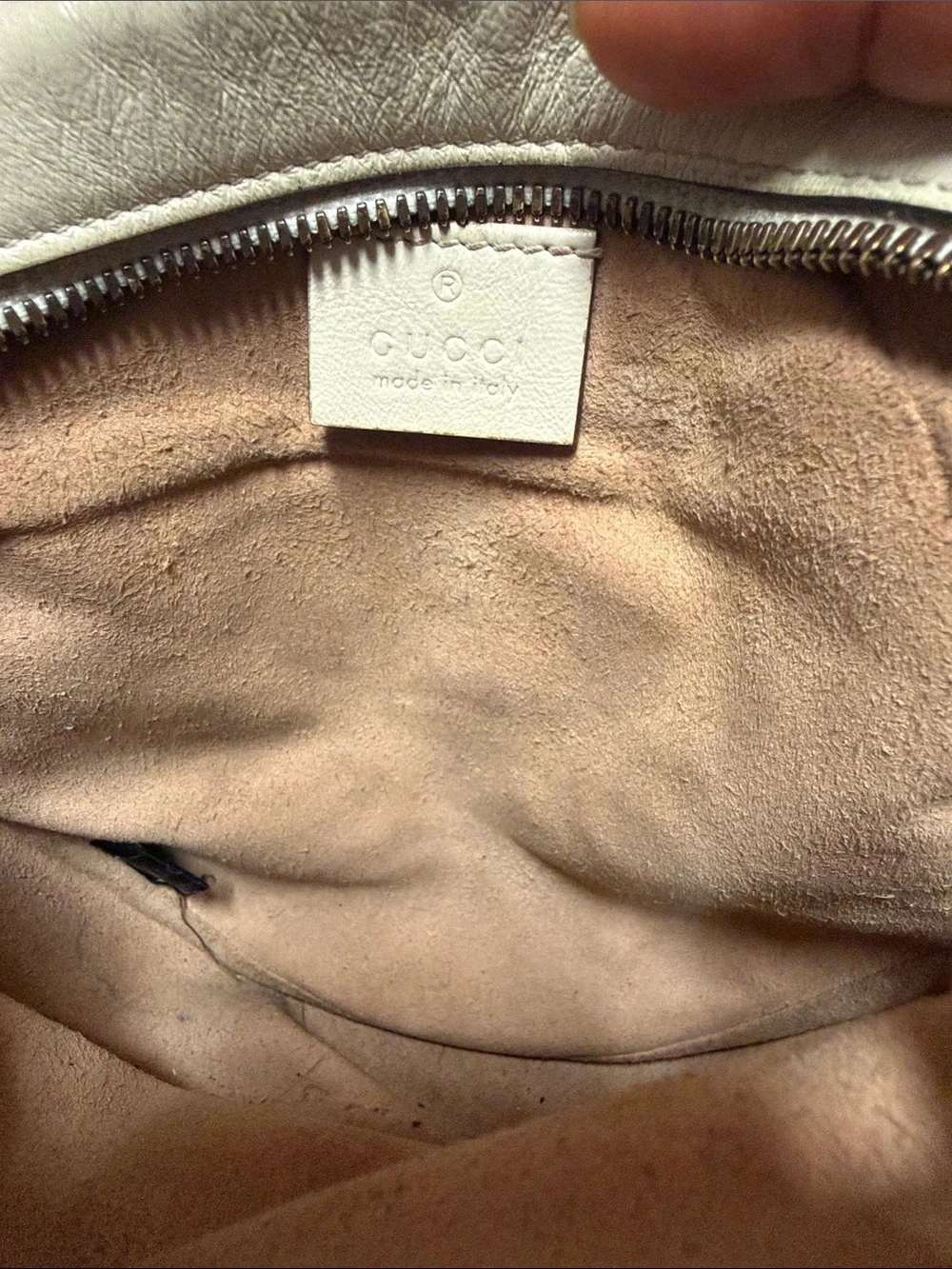 Gucci Round Chevron Crossbody Bag in Light Beige with Gold Hardware